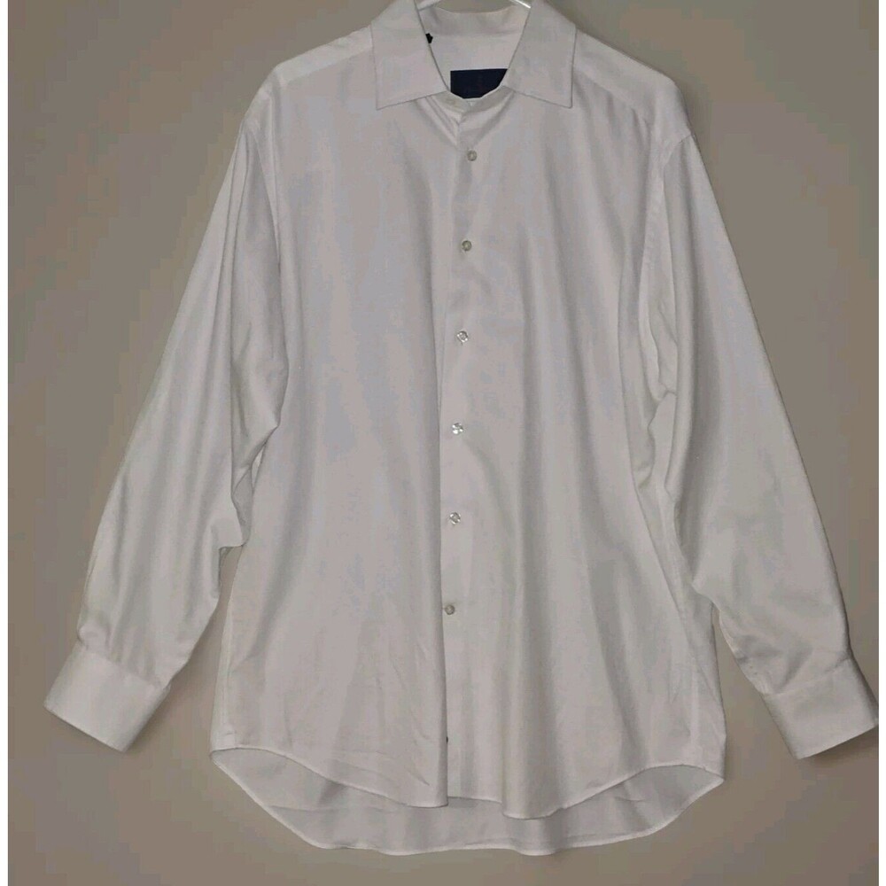 David Donahue Dress Shirt Mens 17 34/35 White Cotton French Cuffs